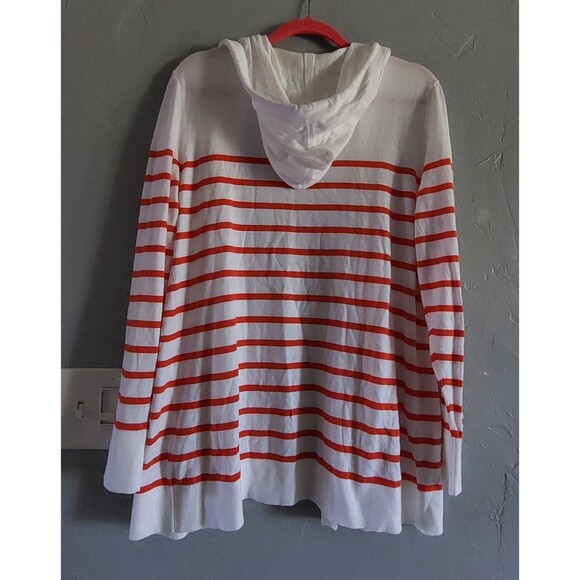 Nautica Women’s Open Front Cardigan Hoodie 100% Cotton Red White Striped XL - Picture 5 of 10